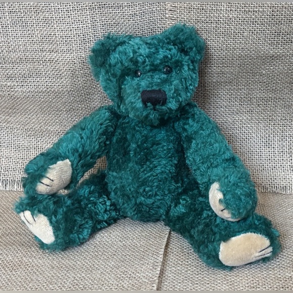 Boyds Bears Other - Boyds Green Jointed Shaker Teddy Bear Hard Plush Stuffed Animal Goblin Core READ